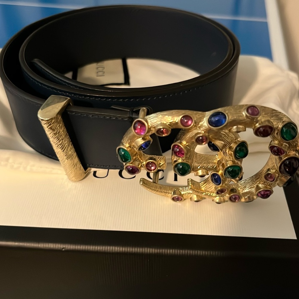 Gucci Double GG belt. Blue